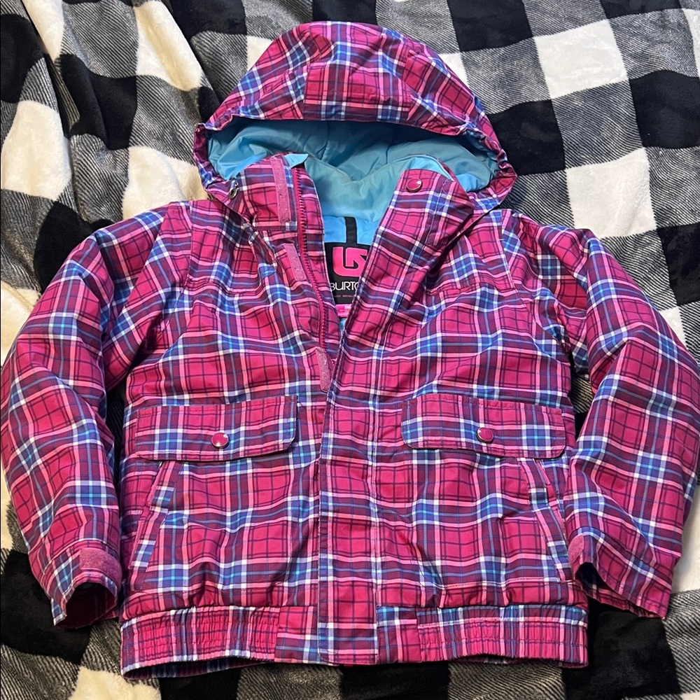 Burton Twist Dry Ride Bomber Jacket Vibrant Plaid size SMALL (7/8)